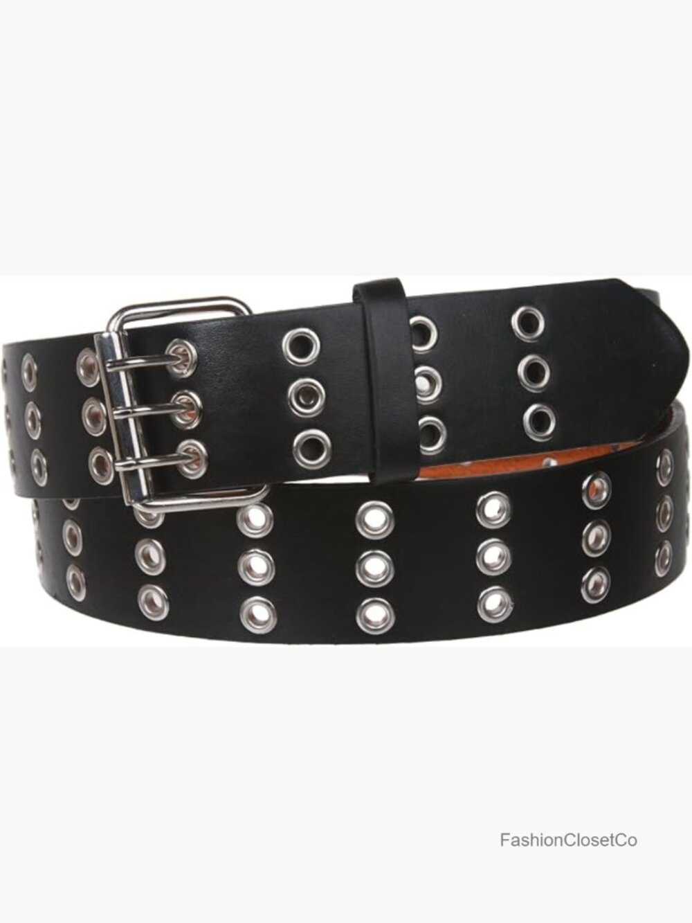 Three Row Grommets Fashion Jean Belt - Faux Leather